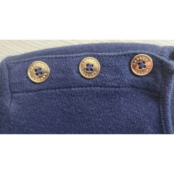 SWEATER/KNIT-LAUREN-RALPH LAUREN-Navy Blue White Strip-Gold Metallic-Size LRG - Picture 4 of 13